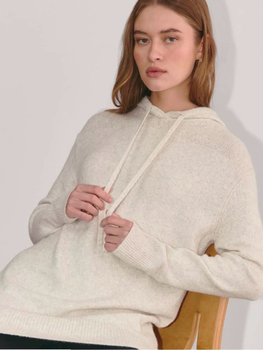 Everlane Women's Crewneck Hoodie Sweater - Light Taupe
